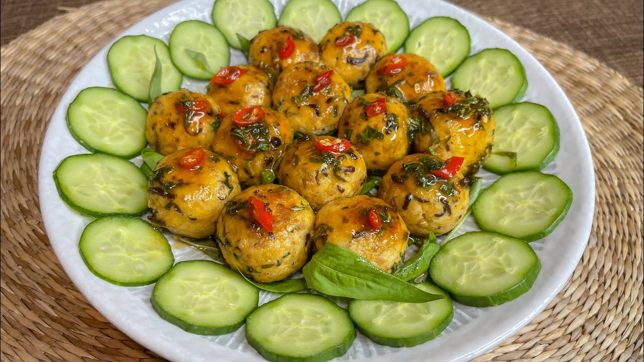 Đậu hũ viên sốt mắm ớt chay